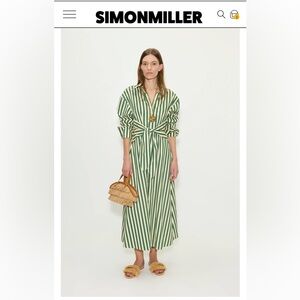 LOCH POPLIN MAXI DRESS IN GUMMY GREEN/ECRU STRIPE